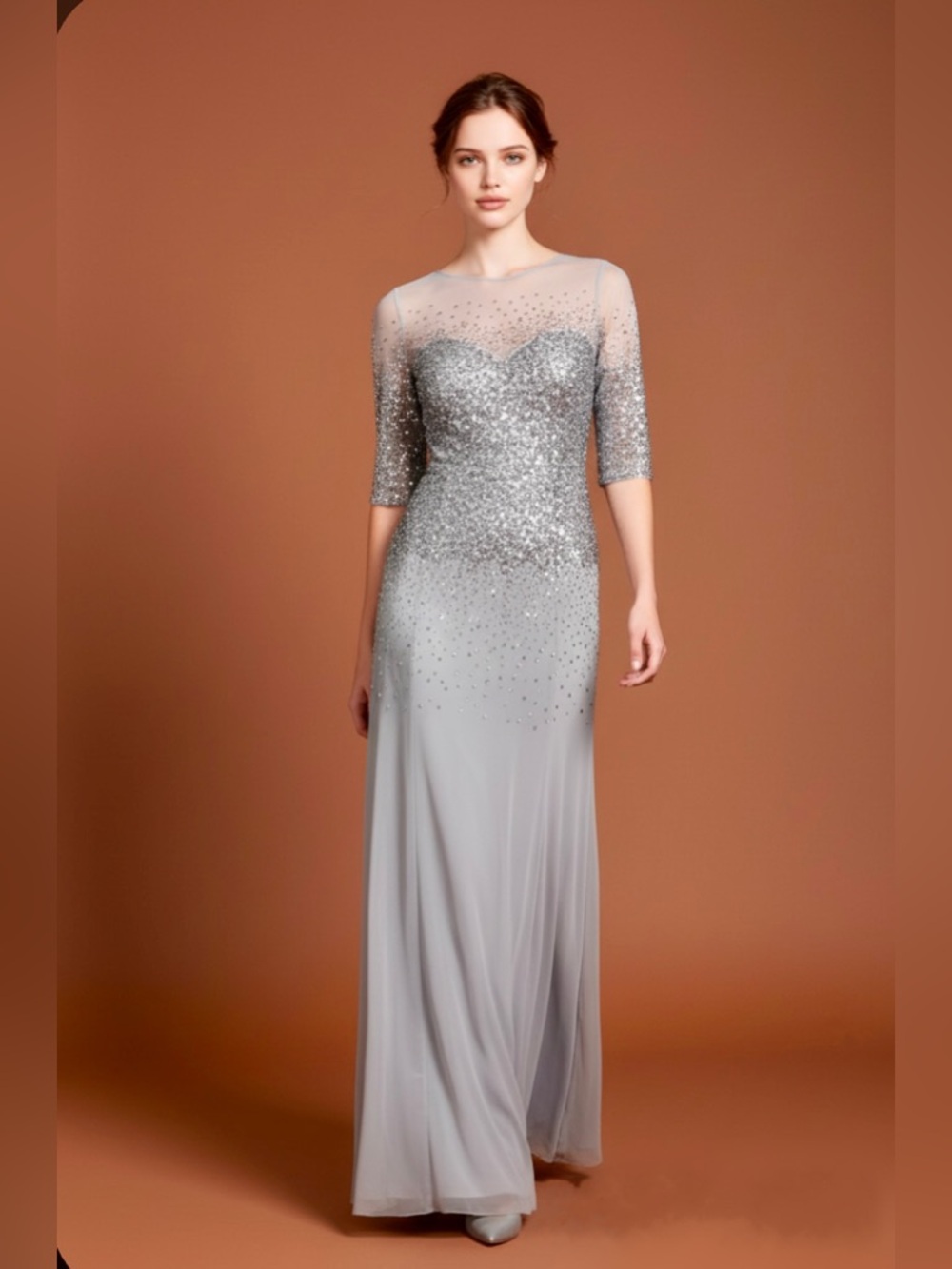 Adrianna Papell Sweetheart illusion neckline dress